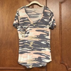 Camo vneck T-shirt